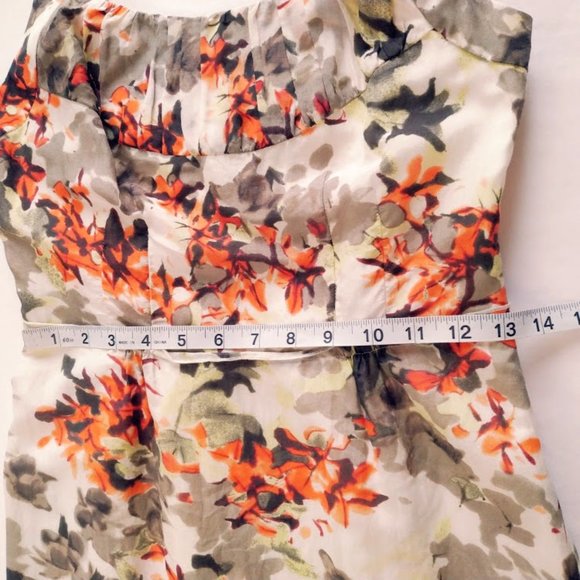 BANANA REPUBLIC Silk blend Dress sz 0 - Orange Blossom Sleeveless Pleated - Picture 7 of 8